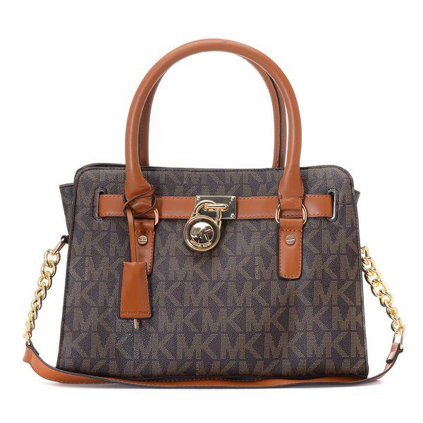 michael kors hamilton mk logo satchel brun Temperament 3ebwc